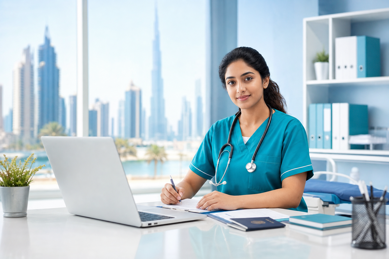 Healthcare professional preparing for a Dubai career